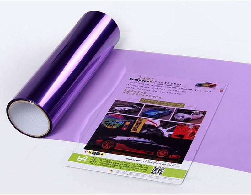 LZLRUN Extra-Wide Headlight Taillight Vinyl Tint Wrap 16 Inch x 60 Inch Roll Self Adhesive Fog Light Film Sheet Sticker Cover (Purple) - Image 3